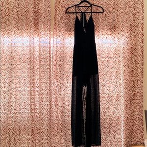 Black high-low romper